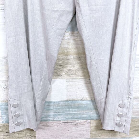 J Jill Linen Stretch Button Hem Ankle Pants Gray Womens MP Medium Petite - Picture 3 of 11